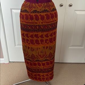 Vintage Red and Orange Maxi Skirt